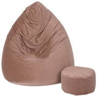 TopKing Seat bag XXXXL + footrest XL velour, light brown - Bean Bag