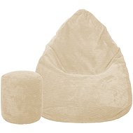 TopKing Seat bag + footrest XL corduroy Lincoln, beige, 125 cm - Bean Bag