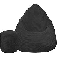 TopKing Seat bag + footrest XL corduroy Lincoln, black, 125 cm - Bean Bag