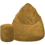 TopKing Seat bag + footrest XL corduroy Lincoln, mustard, 125 cm - Bean Bag