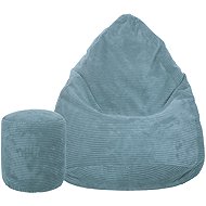 TopKing Seat bag + footrest XL corduroy Lincoln, light blue, 125 cm - Bean Bag