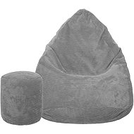 TopKing Seat bag + footrest XL corduroy Lincoln, grey, 125 cm - Bean Bag