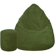 TopKing Seat bag + footrest XL corduroy Lincoln, dark green, 125 cm - Bean Bag