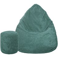 TopKing Seat bag + footrest XL corduroy Lincoln, turquoise, 125 cm - Bean Bag