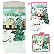 Toro Kitchen Set – Mat, Oven Glove, Tea Towel, Village Design - Oven Mitt