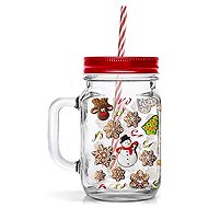 Toro Jar with Lid and Straw 450ml Gingerbread Men - Glass