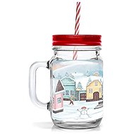 Toro Jar with Lid and Straw 450ml Village - Glass