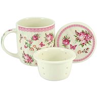 HOME ELEMENTS Porcelain Mug 390ml with Strainer and Lid - Rose - Mug