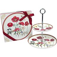 HOME ELEMENTS Porcelain Two-level Candy Stand - Poppies - Tiered Stand