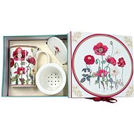 HOME ELEMENTS Porcelain Mug with Strainer and Lid - Poppies - Mug
