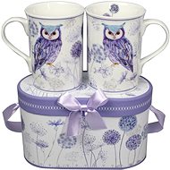 HOME ELEMENTS Porcelain Mugs 2 pcs - Purple Owl - Set of Cups