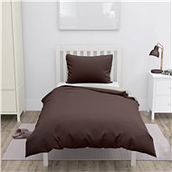 HOME ELEMENTS Cotton Sheets, Chocolate Brown + Beige, Single Bed - Bed Linen