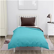 HOME ELEMENTS Cotton Sheets, Chocolate Brown + Blue, Single Bed - Bed Linen