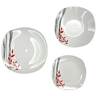 Home elements Porcelain dinner service, 18 pieces, Stripes and leaves - Set of Plates
