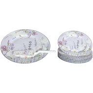 Home Elements Cake set: cake plate, 6× plate, cake spoon, Lavender - Serving Set