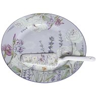 Home Elements Porcelain round cake plate with spoon, Lavender - Serving Set
