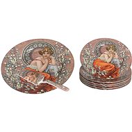 Home Elements 6 × cake plate with cake spoon Mucha dark - Serving Set