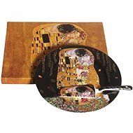 Home Elements Porcelánový talíř se lžící na dort Klimt Polibek tmavý - Servírovací sada