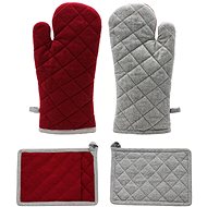 Home Elements Magnet potholder and mat red and beige - Oven Mitt