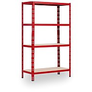 Trestles Shelf rack 1800 × 900 × 400 mm, 4 shelves, red - Shelving Unit