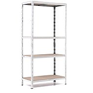 Trestles Shelf rack 1800 × 900 × 450 mm, 4 shelves, white - Shelving Unit