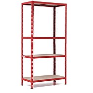 Trestles Shelf rack 1800 × 900 × 450 mm, 4 shelves, red - Shelving Unit