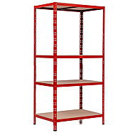 Trestles Shelf rack 1800 × 900 × 600 mm, 4 shelves, red - Shelving Unit