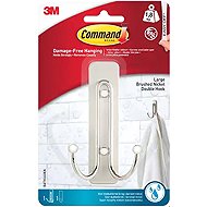 3M Command Bath Large Double Hook BATH36-SN-1-UKN, Satin Nickel, 1 piece - Adhesive Hook