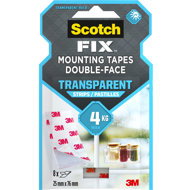 3M Scotch-Fi×™ double-sided mounting strips transparent, 25 mm × 76 mm, 8 pcs - Double-sided tape