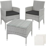 TecTake Luzern 2+1, rattan, light grey - Garden Furniture