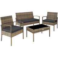 TecTake Sparta 3+1, rattan, brown - Garden Furniture