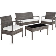 TecTake Sparta 3+1, rattan, grey - Garden Furniture