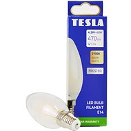 Tesla - LED bulb FILAMENT RETRO candle E14, 4.2W, 230V, 470lm, 25 000h, 2700K warm, 360deg, milky - LED Bulb