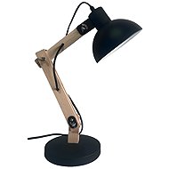 Tesla KATKA retro, E27, metal/wood, black - Table Lamp