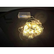 Tesla Nano-Lichterkette 100LED, 2700K, 10m + 20 cm Kabel, 3× AA Batterien, Timer, IP20 - Lichterkette