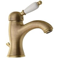 SAPHO KIRKÉ WHITE pedestal basin mixer with spout, white lever, bronze KI02BB - Tap