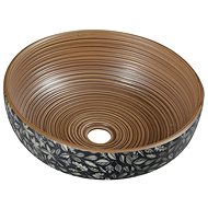 SAPHO PRIORI keramické umyvadlo, průměr 41 cm, 15 cm, hnědá s modrým vzorem                          - Umyvadlo