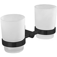 AQUALINE SAMBA double glass holder, milk glass, black - Toothbrush Holder