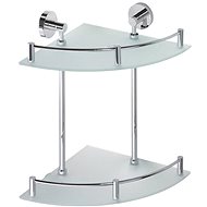 SAPHO X-ROUND E glass. corner shelf double with trap 270x390x270mm, chrome - Bathroom Shelf