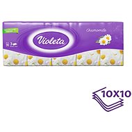 VIOLETA 3-ply paper handkerchiefs Chamomile 10 × 10 pcs - Tissues