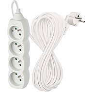 Extension cable white 10 m 230V, 4 sockets - Extension Cable