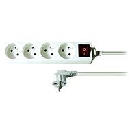 Solight Extension Lead, 4 sockets, white, switch, 3m - Extension Cable