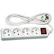 Solight Extension Lead, 4 sockets, white, switch, 5m - Extension Cable