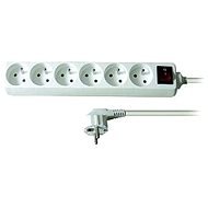Solight Extension Lead, 6 sockets, white, switch, 3m - Extension Cable