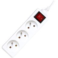 PremiumCord Extension Cable 230V 3 sockets + switch, white, 2m - Extension Cable