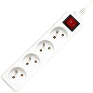 PremiumCord Extension Cable 230V 4 Sockets + Switch, 2m, White - Extension Cable