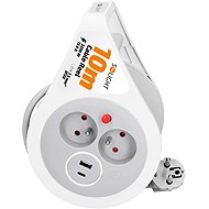 Solight drum extension cable 10m, USB A+C, 2 sockets - Extension Cable