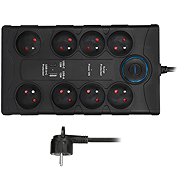 Solight surge protector, 8 sockets, USB A+C, 2m, black - Surge Protector 