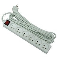 PremiumCord power extension cord 230V, 6 sockets + switch, white, 7m - Extension Cable