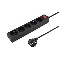 PremiumCord Extension, 230V, 3m, 5 Sockets + Switch, Black - Extension Cable